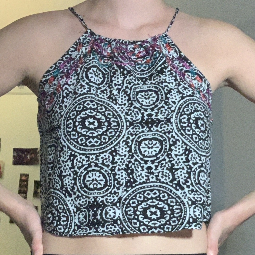 Pacsun black/white print halter top